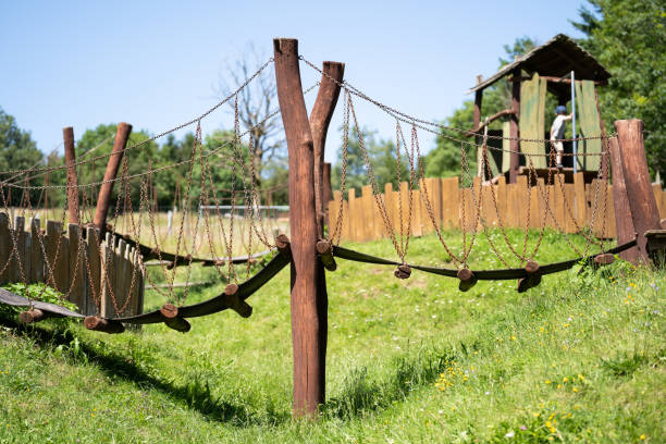 istock Playground made of wood and iron chains 1351290888