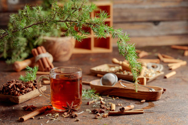 istock Herbal tea with cinnamon, anise, and dried herbs. 1351294112