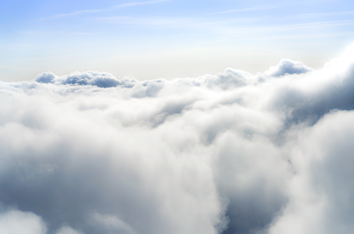 Blue panoramic sky with white cloud on a sunny day, nature background