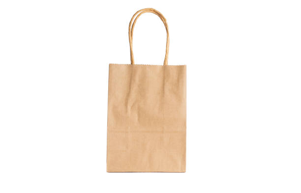 istock Paper bag with paper handles front side on a white background. 1351299264