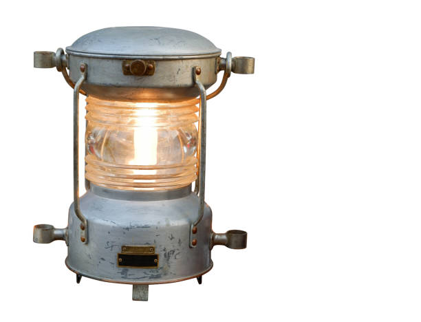 istock front view antique zinc lamp on white background, vintage, object copy space 1351299397