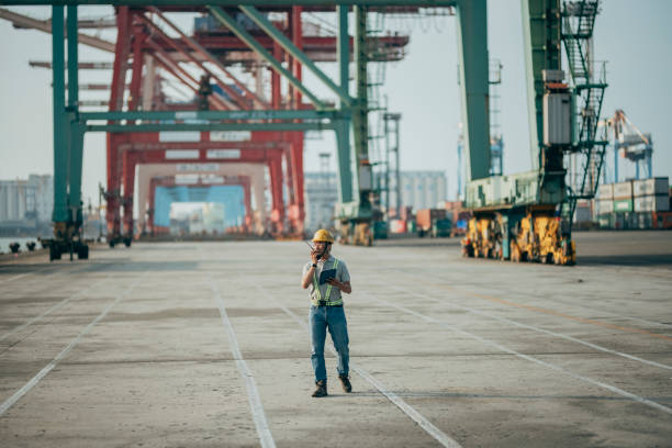 istock Container dockers working in the port 1351300691