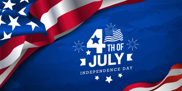 illustrazioni stock, clip art, cartoni animati e icone di tendenza di celebrazione del 4 luglio design del giorno dell'indipendenza degli stati uniti con stella, fuochi d'artificio e bandiera americana su acquerello blu navy e usa, stati uniti che sventolano la bandiera sullo sfondo. - american flag fourth of july watercolor painting painted image