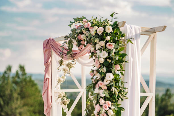 istock Beautiful wedding arch detail. 1351305107