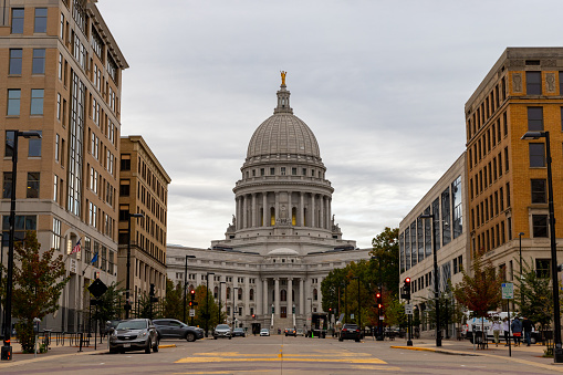 Madison, WI - October 29, 2021: The Wisconsin State Capitol Building