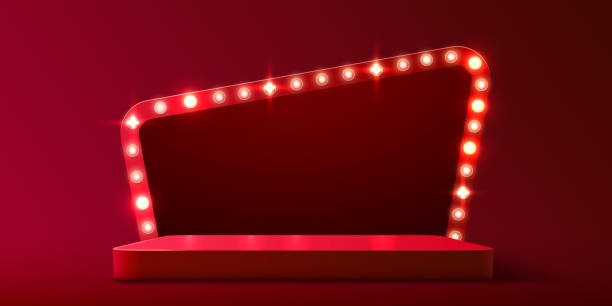 istock Abstract podium illuminated with spotlight. Product presentation, mock up, show cosmetic product, winner podium. 1351307263