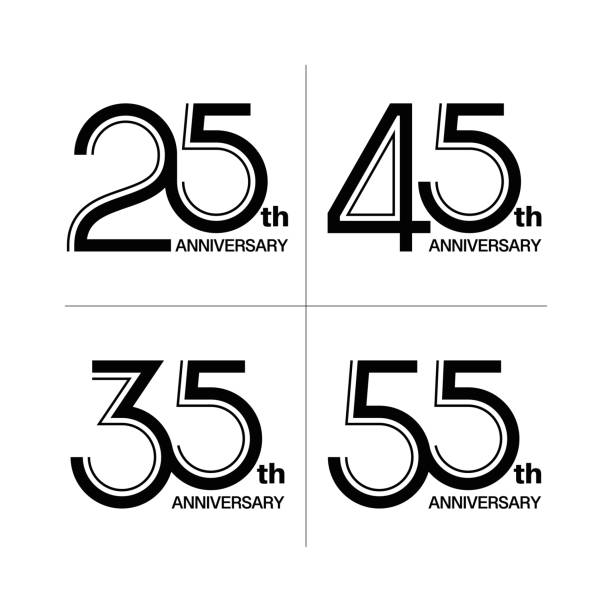 jubiläum logotype design - zahl 55 stock-grafiken, -clipart, -cartoons und -symbole
