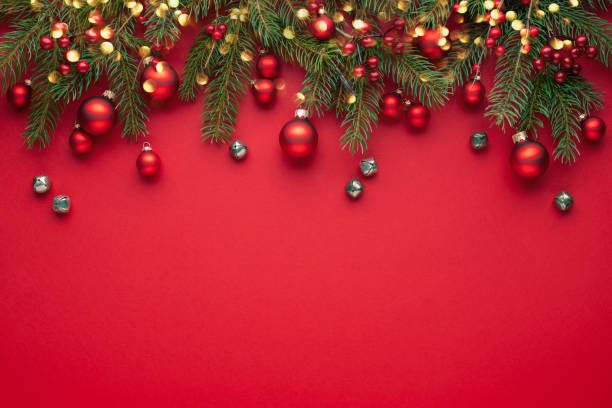 istock Christmas background with fir branches and decorations. 1351309891