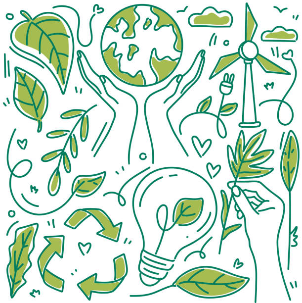 illustrations, cliparts, dessins animés et icônes de illustration vectorielle de style dessin animé liée à save the planet - protection de lenvironnement