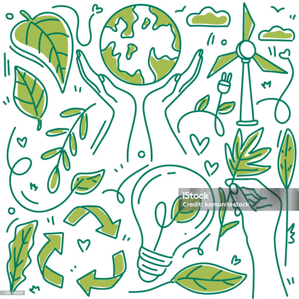 Save The Planet Related Cartoon Style Vector Illustration Environmental Conservation stock vector