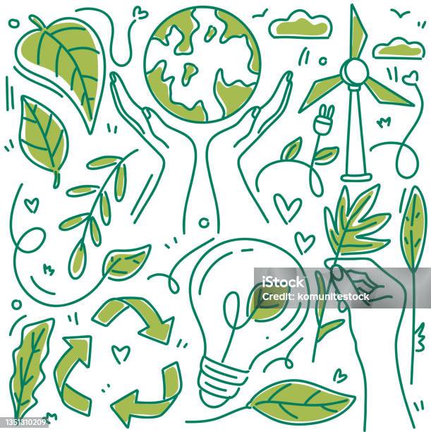 Save The Planet Related Cartoon Style Vector Illustration Stock Illustration - Download Image Now