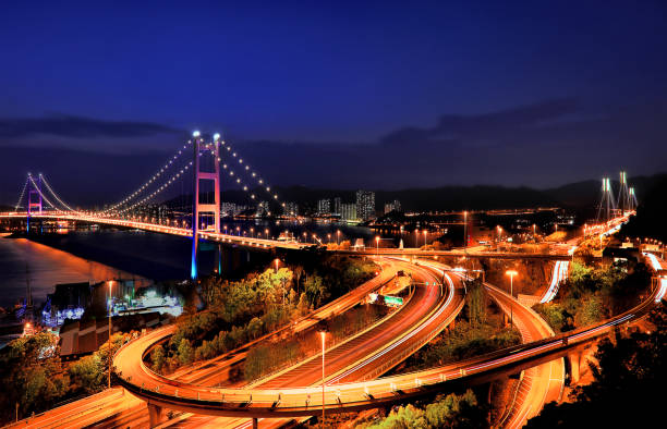 istock Famous Tsing Ma Bridge and Ting Kau Bridge with A Roundabout 1351311431