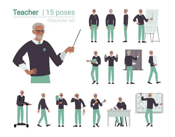 Vector illustration of Set of teacher