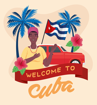 welcome to cuba poster with icons