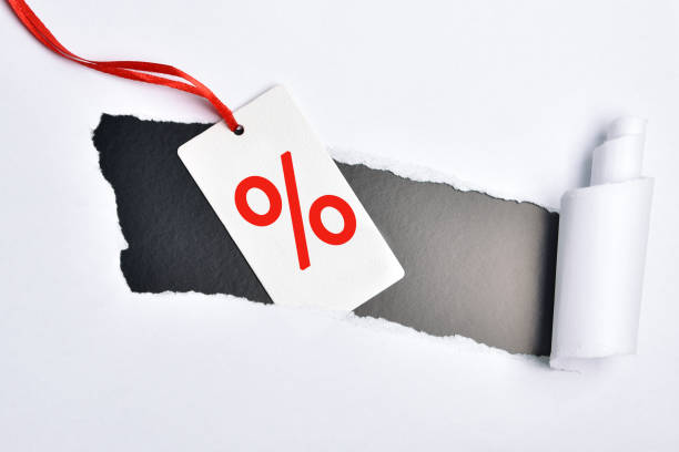 istock The percentage sign on the label 1351316023