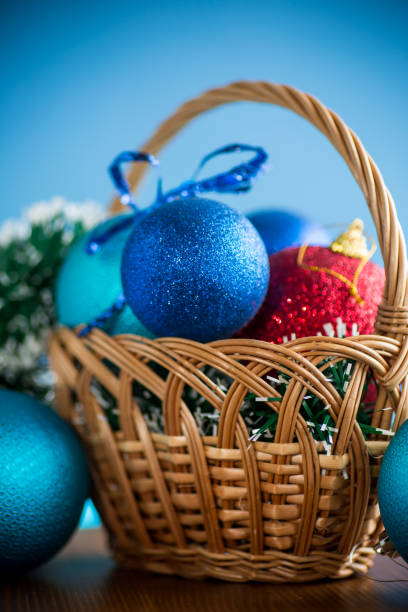 istock New Year's toys on an abstract background. 1351317791