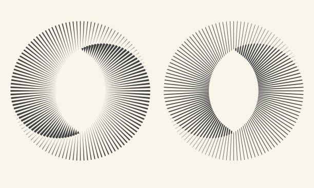 円の抽象的な背景の黒い線。陰と陽のシンボル。動的な遷移の錯覚。 - process design点のイラスト素材／クリップアート素材／マンガ素材／アイコン素材