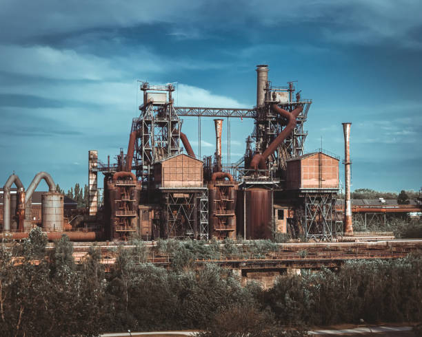 istock Industrial Buildings in vintage and rusty style. 1351318119