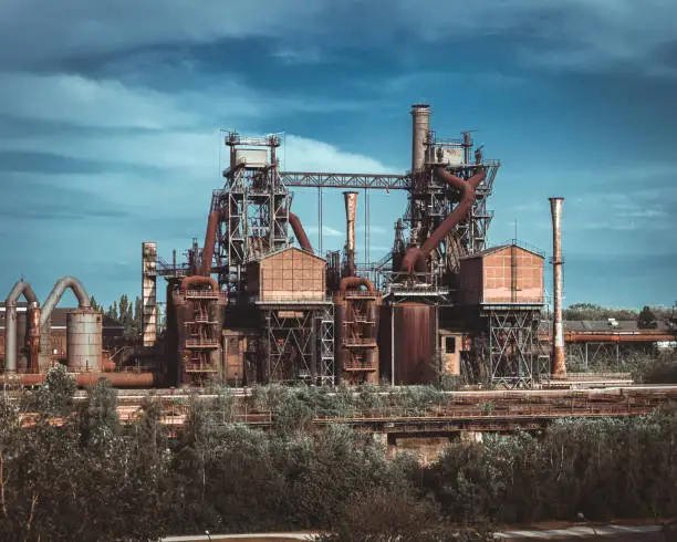 Industrial Buildings in vintage and rusty style.