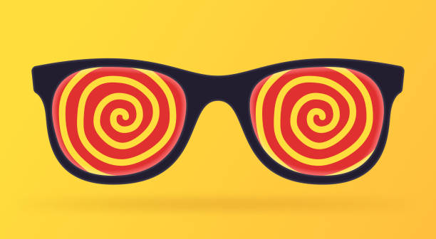 ilustrações de stock, clip art, desenhos animados e ícones de hypnosis x-ray vision glasses - eyesight optical instrument glasses retro revival