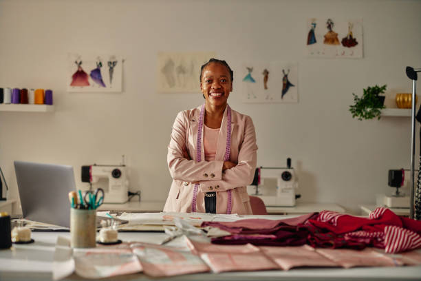 istock Successful african american fashion designer in studio 1351320836
