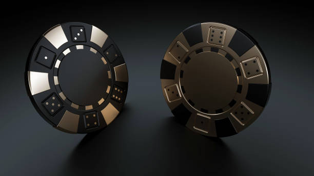 istock Modern Black And Golden Casino Chips On Black - 3D Illustration 1351330451