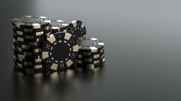 istock Modern Black And Silver Casino Chips On Grey - 3D Illustration 1351330553