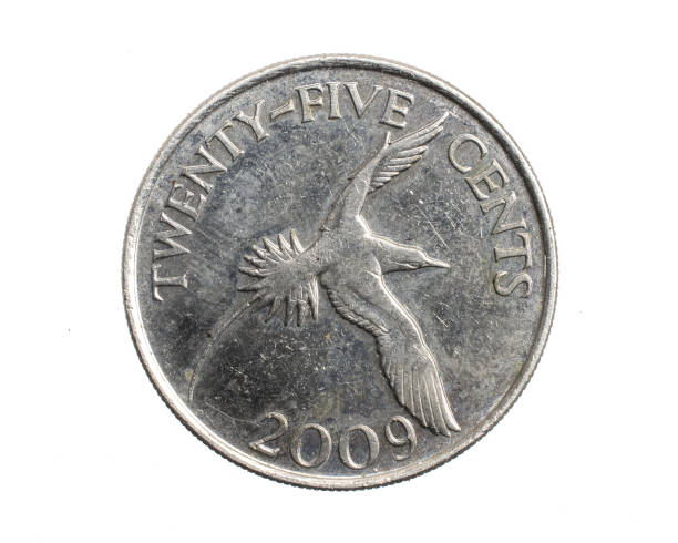 istock Bermuda twenty five cents coin on a white isolated background 1351331058