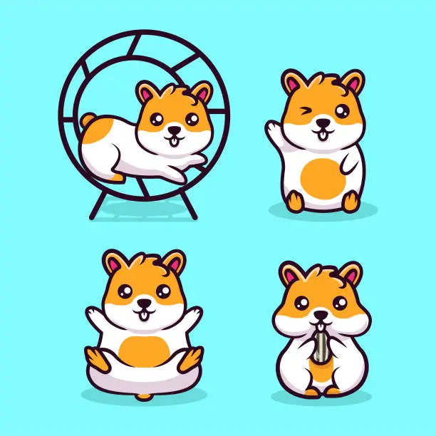 Vector illustration of Cute little hamster mascot design