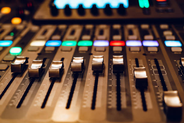 istock Studio lifestyle modern equipment. Sound volume recording control. 1351338796