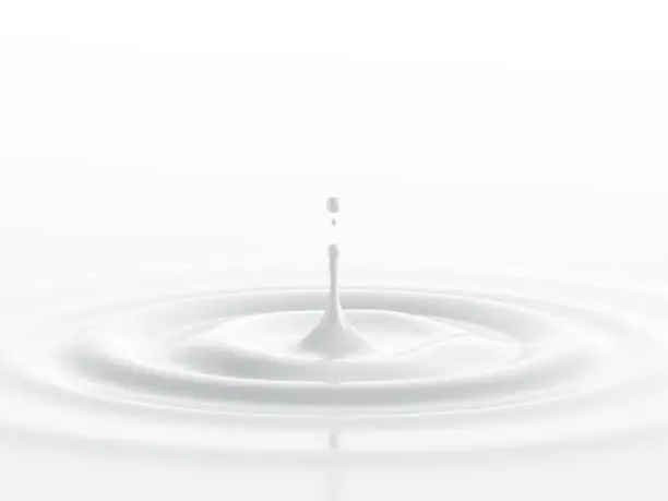 A drop of milk 3D render. Milk background with a drop of milk. 3D illustration