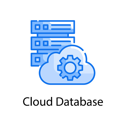 Ilustrasi Desain Ikon Warna Biru Vektor Database Cloud Simbol Analisis