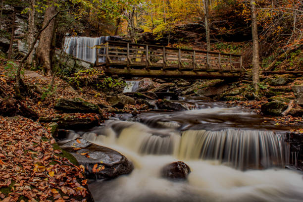 Scenic waterfall in Pennsylvania in autumn