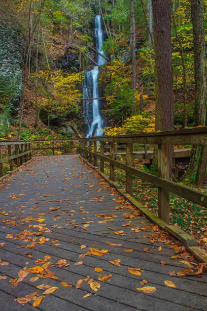 Scenic waterfall in Pennsylvania in autumn