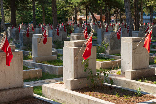 Turkish cemetery of the military pilot and aviator soldier at Eskişehir, Turkey
