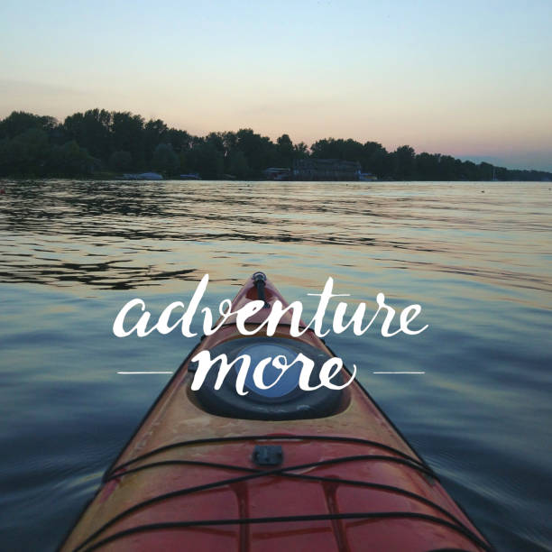 View from a Kayak on a calm day. Active lifestyle concept. Travel quote