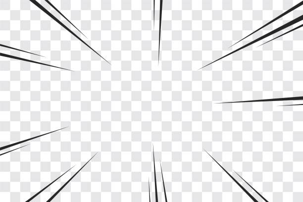 manga akcja klatka prędkość proste linie ruch promieniowe linie izolowane na przezroczystym tle abstrakcyjny wybuchowy szablon baner czarno-biały monochromatyczny wektor retro ilustracja element komiksu - using voice flash stock illustrations