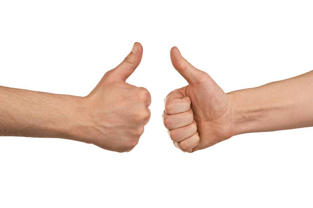 istock Two male hands showing thumbs up 135135348