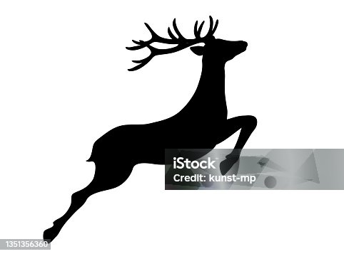 istock Christmas decoration reindeer silhouette, deer Christmas motif,
Vector illustration isolated on white background 1351356360
