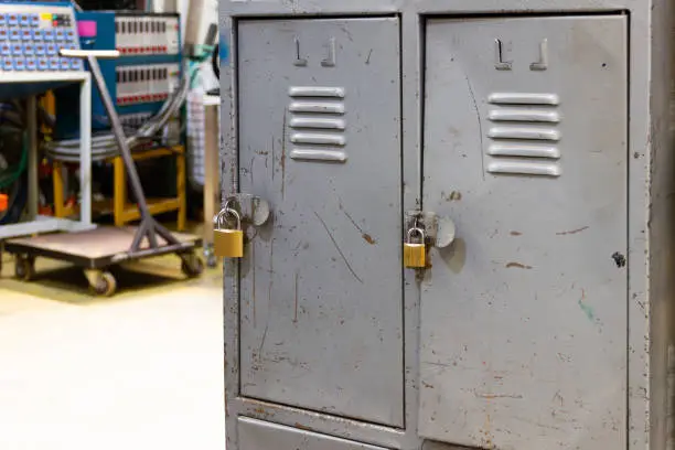 Photo of Old lockers with padlocks