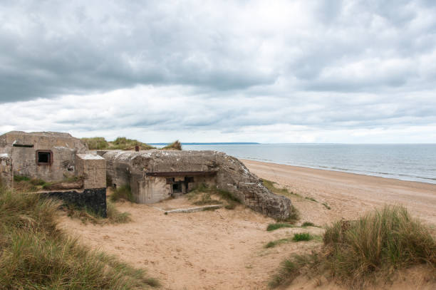 Normandy, France. October 5, 2019.  Abandoned World War II German bunker Utah Beach in Normandy, France.