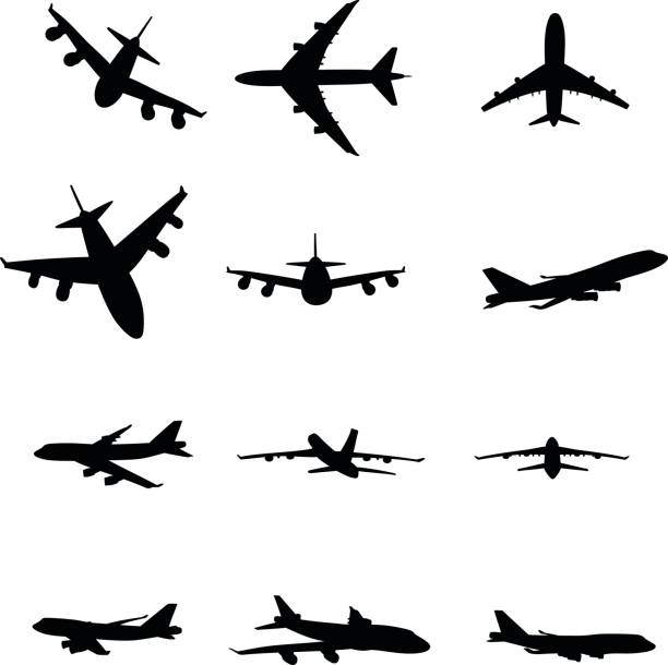Airplane silhouette Airplane silhouette Illustration airplane silhouettes stock illustrations