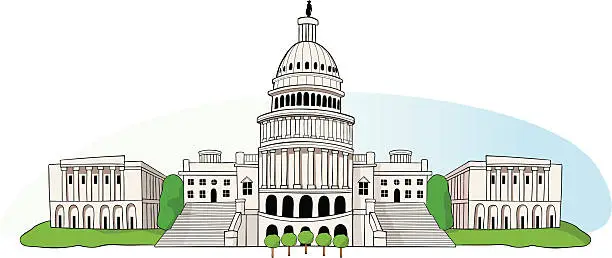Vector illustration of US Capitol in Washington DC