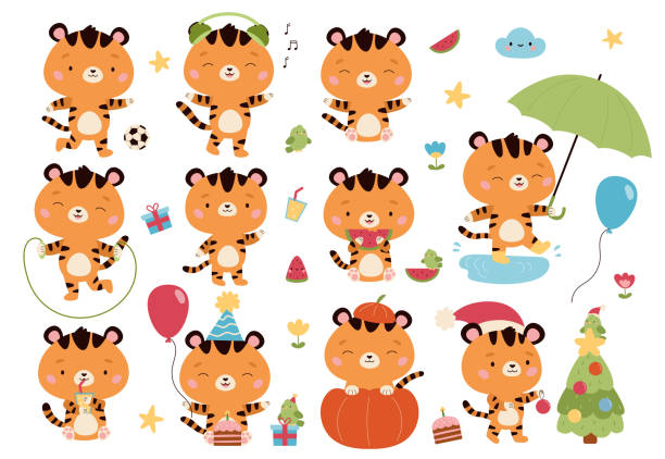 Ilustración de Conjunto Vectorial De Personajes De Tigres De Dibujos Animados Kawaii y más Vectores Libres de Derechos de Fútbol - iStock Ilustración de Conjunto Vectorial De Personajes De Tigres De Dibujos Animados Kawaii y más Vectores Libres de Derechos de Fútbol - iStock