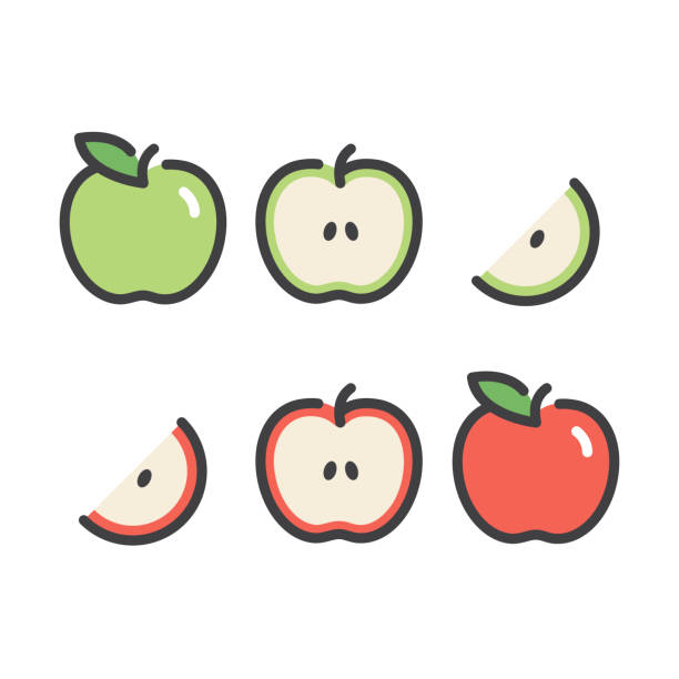 Apple Line Icons Apple line icons - vector illustration - EPS10 green apple slices stock illustrations
