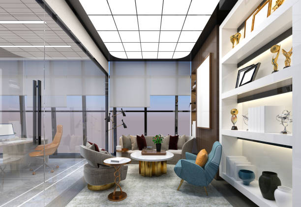 istock 3d render od working office room, director room 1351373957