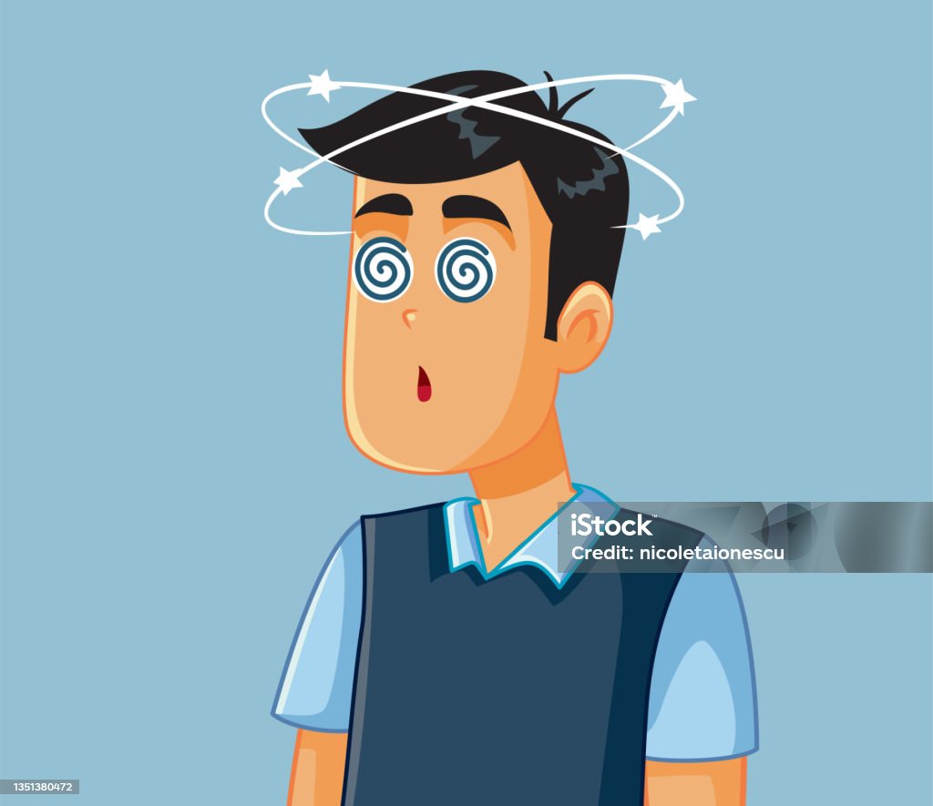 Dizzy Man Feeling Sick Vector Cartoon Illustration Stock Illustration -  Download Image Now - Dizzy, Eye, Head - iStock