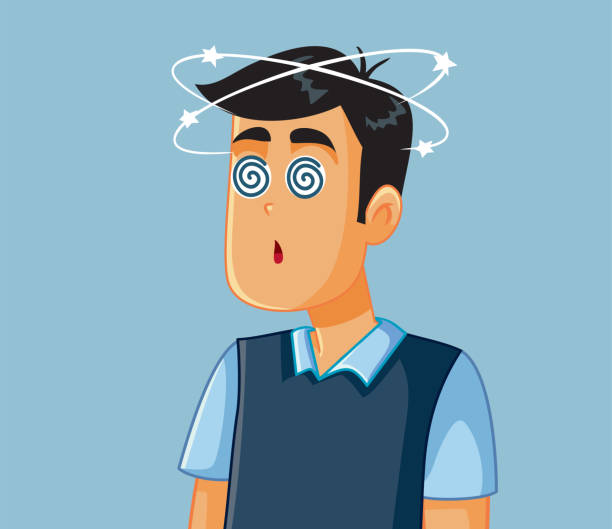Dizzy Man Feeling Sick Vector Cartoon Illustration Stock Illustration -  Download Image Now - Dizzy, Eye, Head - iStock