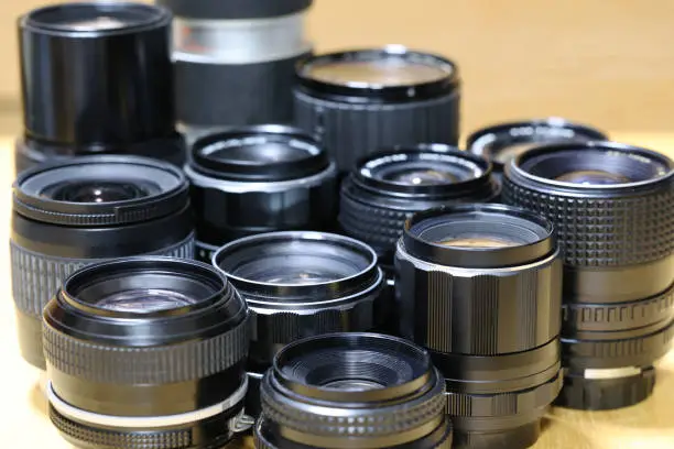 Photo of Lens group of single-lens camera seen from diagonally above