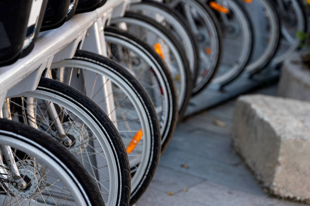 istock Street parking with bicycles 1351401475